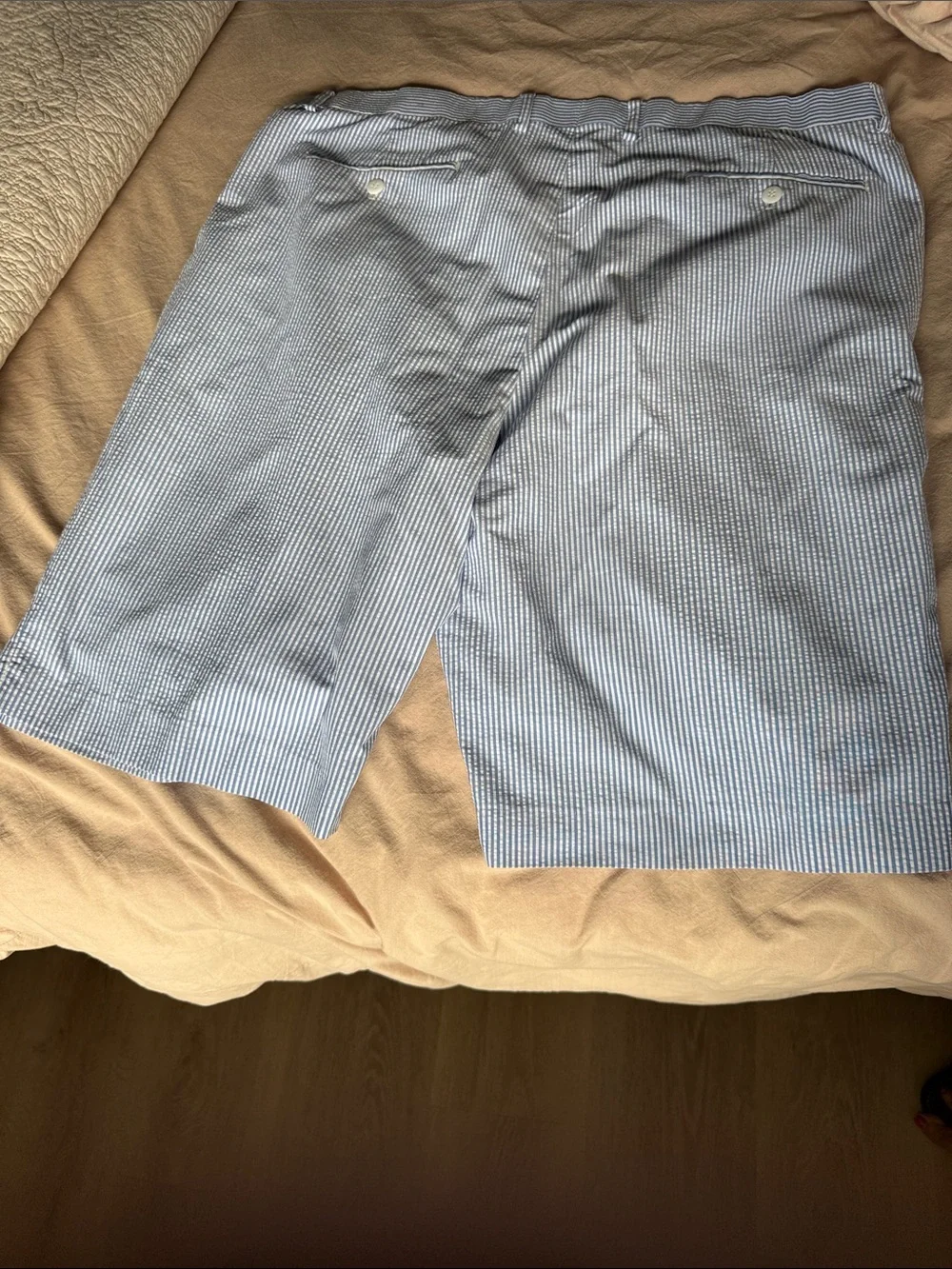 Linea Uomo Men's Blue Seersucker Flat Front Shorts size 42